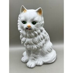 Vtg Artmark White Persian Cat Figurine‎ 6" Ceramic Kitty Statue Hand Painted